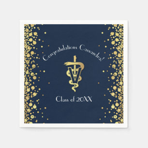 Veterinarian Graduation Navy Blue Gold Napkin