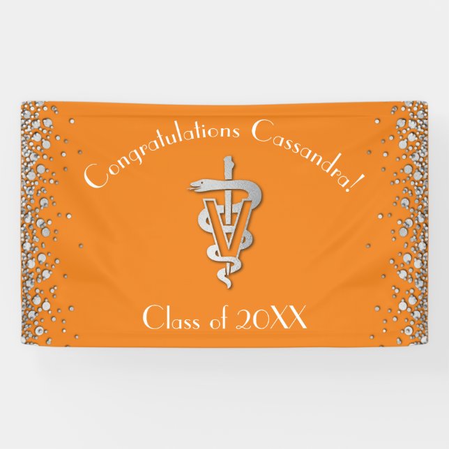 Veterinarian Graduation Orange Silver Banner (Horizontal)