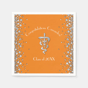 Veterinarian Graduation Orange Silver Napkin
