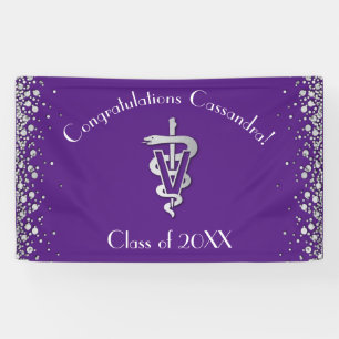 Veterinarian Graduation Purple Silver Banner