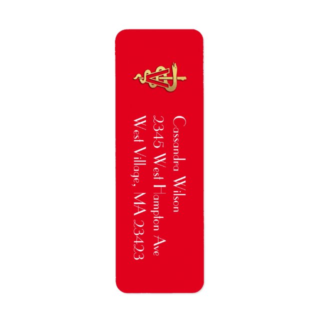 Veterinarian Graduation Red Gold Return Address (Front)