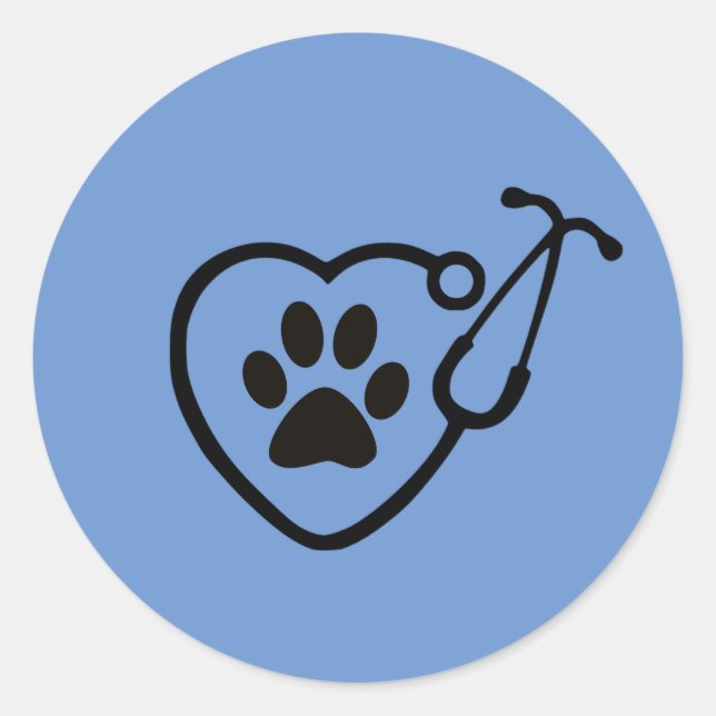Veterinarian Heart Paw Print Stickers (Front)
