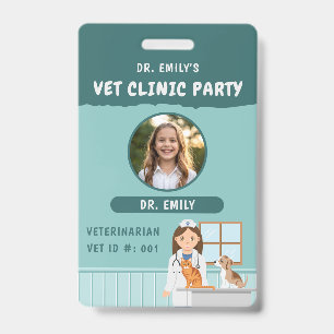 Veterinarian ID Kids' Pretend Play Birthday Party Badge