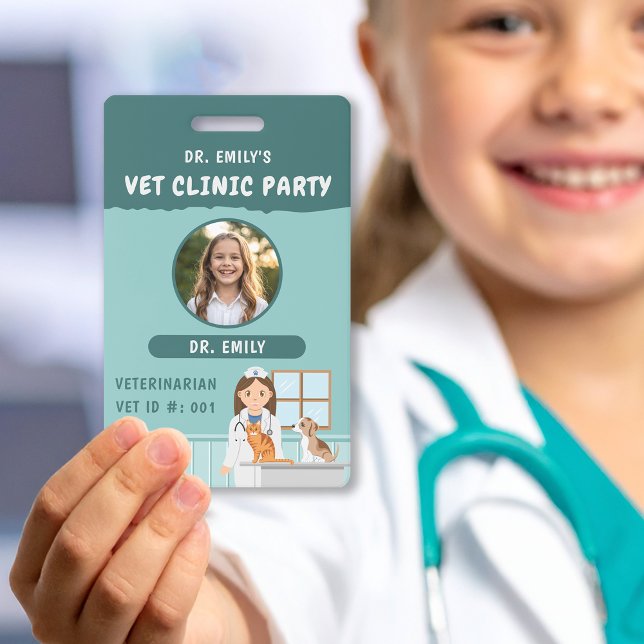 Veterinarian ID Kids' Pretend Play Birthday Party Badge (Creator Uploaded)