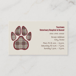 Veterinarian & Kennel Business Card - Brown Plaid