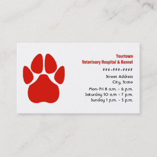 Veterinarian & Kennel Business Card - Red Paw