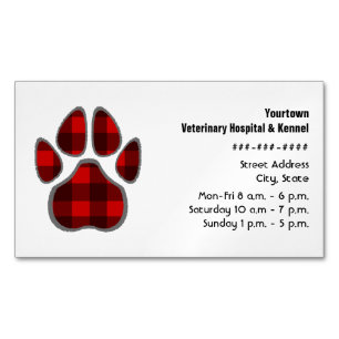 Veterinarian / Kennel Plaid Magnetic Business Card