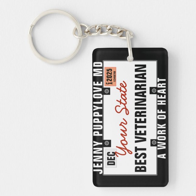 Veterinarian License Plate Keychain (Front)