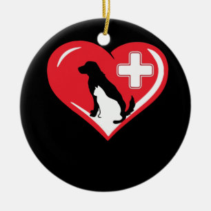 Veterinarian Love Cat and Dog Veterinary TShirt Ceramic Tree Decoration