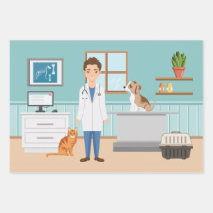 Veterinarian Man Vet Guy Animal Pet Doctor Blue Wrapping Paper Sheet