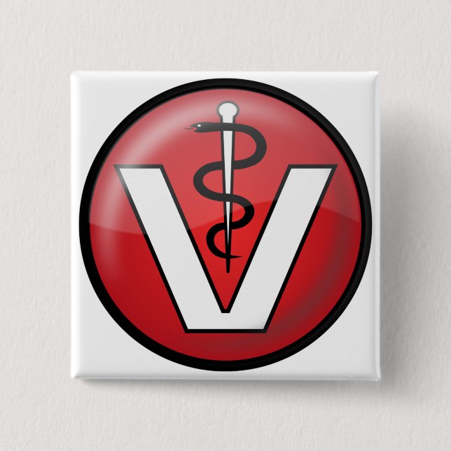 Veterinarian Medical Symbol 15 Cm Square Badge (Front)