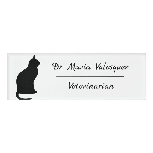 Veterinarian Name Tag Cat Silhouette (Front)