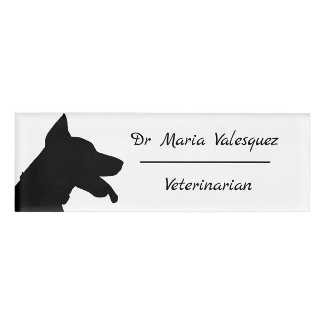 Veterinarian Name Tag Dog Silhouette (Front)