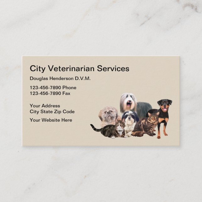 Veterinarian New Appointment Dog And Cat Business Card (Front)