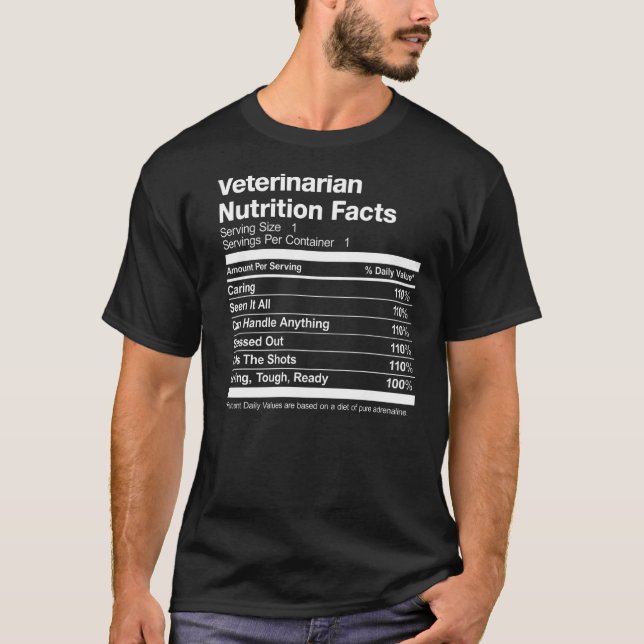 Veterinarian Nutrition Facts Funny T-Shirt (Front)