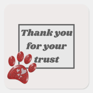 Veterinarian Office Thank You for Trust Red Paw Square Sticker