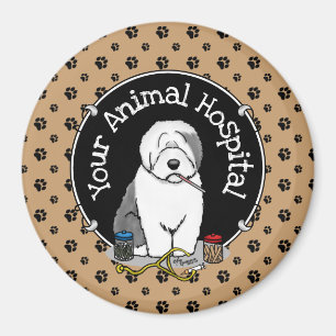 Veterinarian Old English Sheepdog Gray 1 Cute Vet Magnet