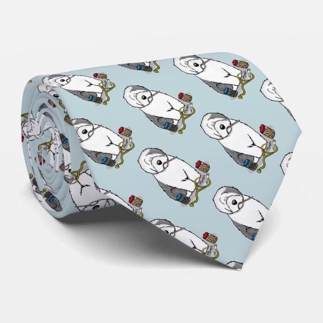 Veterinarian Old English Sheepdog Gray 1 Cute Vet Tie (Rolled)