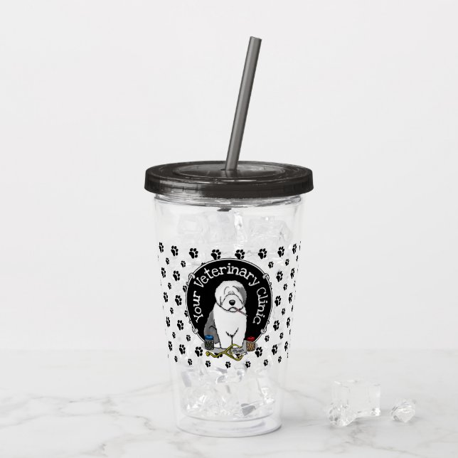 Veterinarian Old English Sheepdog Grey 1 Cute Vet Acrylic Tumbler (Back Ice)