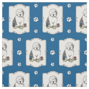 Veterinarian Old English Sheepdog Grey 1 Cute Vet Fabric