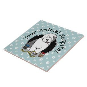Veterinarian Old English Sheepdog Grey 1 Cute Vet Tile