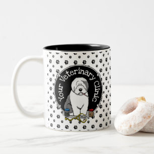 Veterinarian Old English Sheepdog Grey 1 Cute Vet Two-Tone Coffee Mug