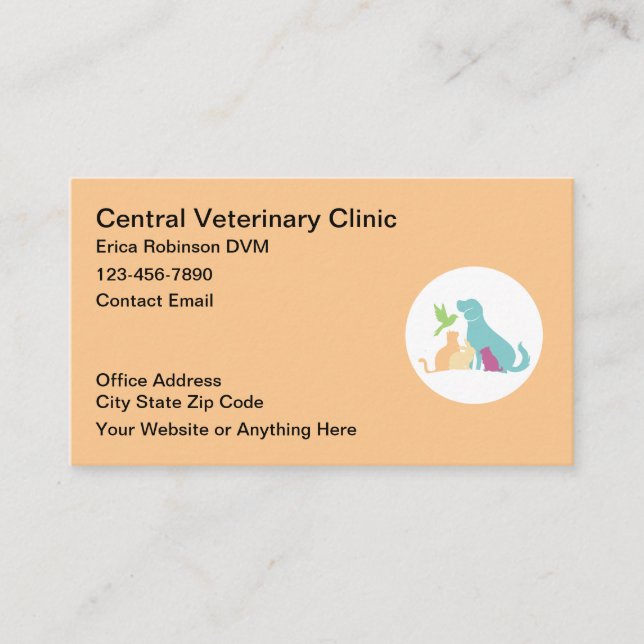 Veterinarian Pastel Color Business Cards (Front)