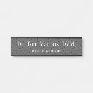 Veterinarian Paw Print Hanging Nameplate Door Sign