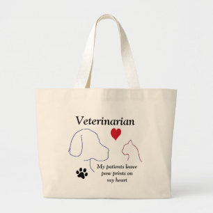 Veterinarian - Paw Prints on My Heart #2 Large Tote Bag