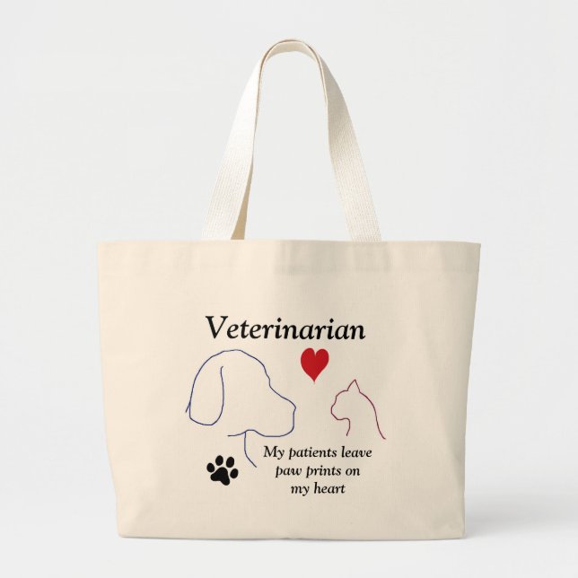 Veterinarian - Paw Prints on My Heart #2 Large Tote Bag (Front)