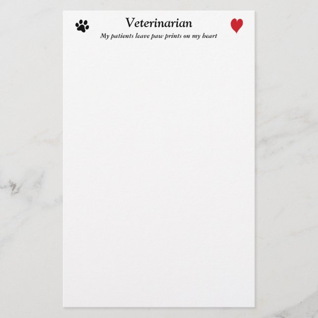 Veterinarian - Paw Prints on My Heart #2 Stationery (Front)
