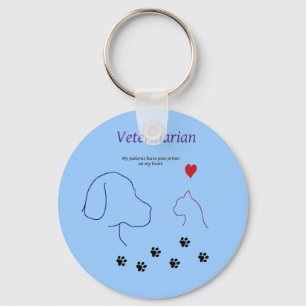 Veterinarian-Paw prints on my heart Key Ring