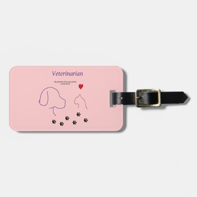 Veterinarian-Paw prints on my heart Luggage Tag (Front Horizontal)