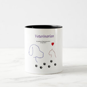 Veterinarian-Paw prints on my heart Two-Tone Coffee Mug