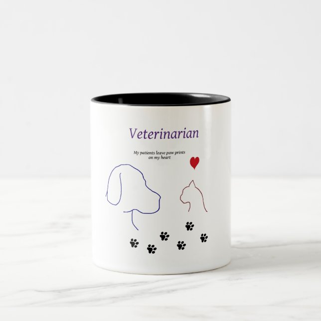 Veterinarian-Paw prints on my heart Two-Tone Coffee Mug (Center)