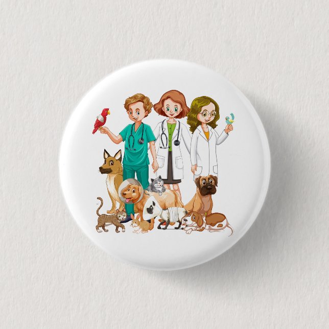 Veterinarian People Background 3 Cm Round Badge (Front)