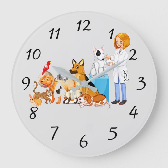 Veterinarian People Background Large Clock (Front)