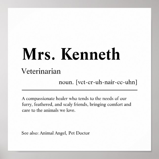 Veterinarian Personalised Gift Poster (Front)