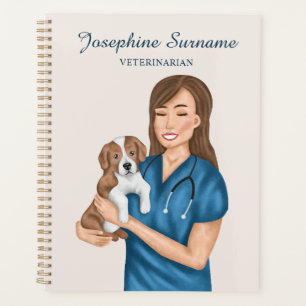 Veterinarian Pet Animal Doctor Vet Girl With Puppy Planner