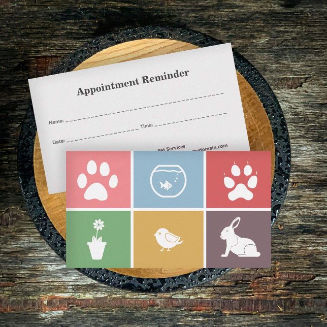 Veterinarian, Pet, Colour Squares Appointment Card (Veterinarian, Pet, Color Squares Appointment Card)