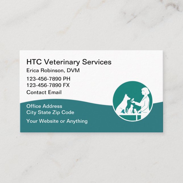 Veterinarian Pet Doctor Business Cards (Front)