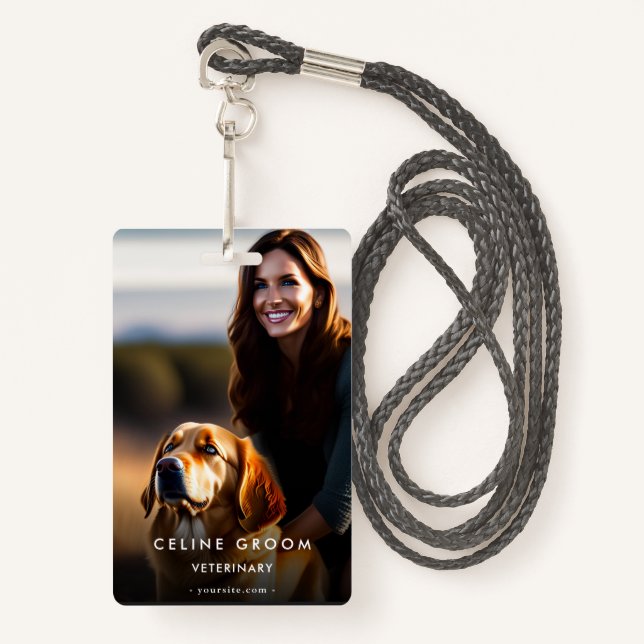 Veterinarian Pet Groom Care | Dog Expert Qr ID Badge (Front with Lanyard)