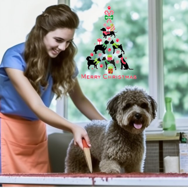 Veterinarian Pet Shop Dog Merry Christmas Tree   Window Cling (Creator Uploaded)