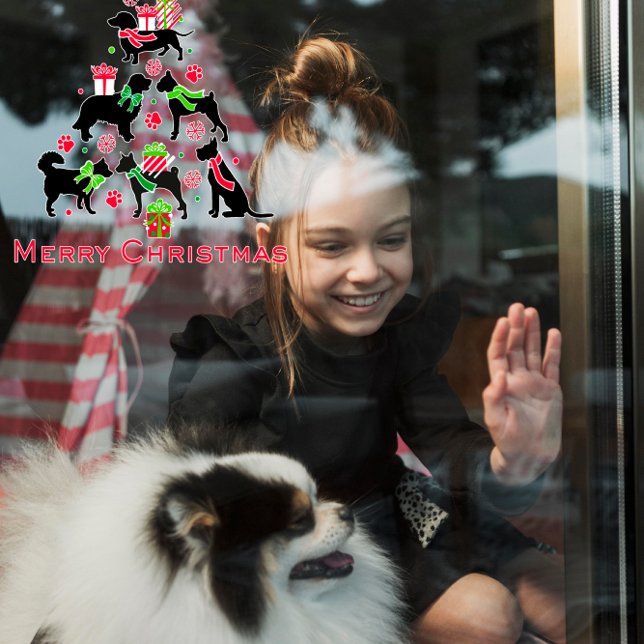 Veterinarian Pet Shop Dog Merry Christmas Tree   Window Cling (Creator Uploaded)