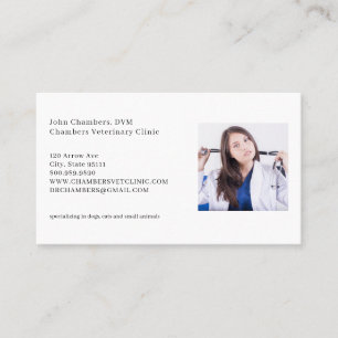 Veterinarian Photo Business & Appointment Reminder Business Card