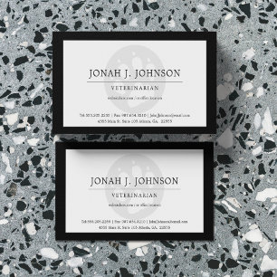 Veterinarian Professional   Dog Paw Black Border Business Card