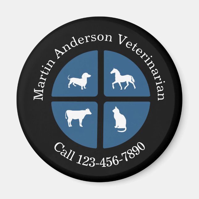 Veterinarian Promotional Bulk Business Magnets  (Front)