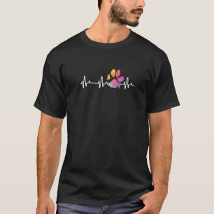 Veterinarian Rainbow Paw Print Heartbeat T-Shirt
