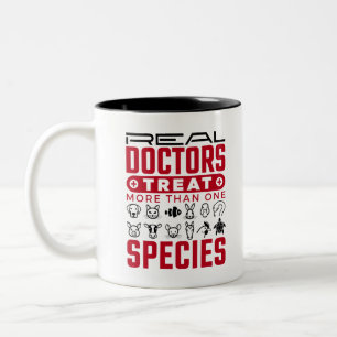 Veterinarian Real Doctors Treat More One Species Two-Tone Coffee Mug