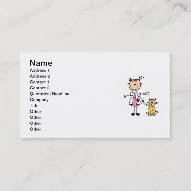 Veterinarian Stick Figure Business Card (Front)